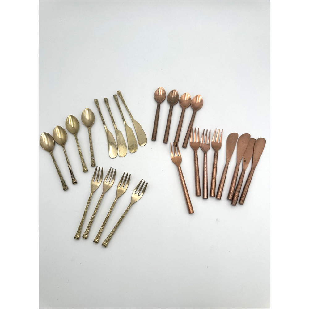 Gold And Rose Gold Plated Appetizer Silverware India 24 Pieces